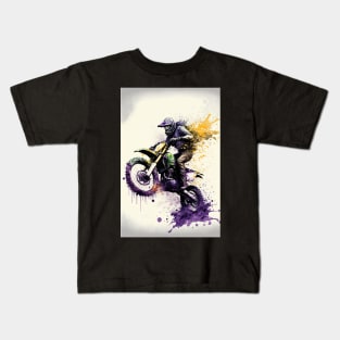 Dirt Bike Paint Splash Style Kids T-Shirt